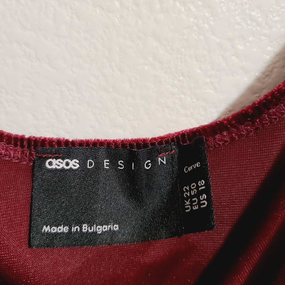 ASOS Curve Red Velvet Dress - Picture 3 of 6